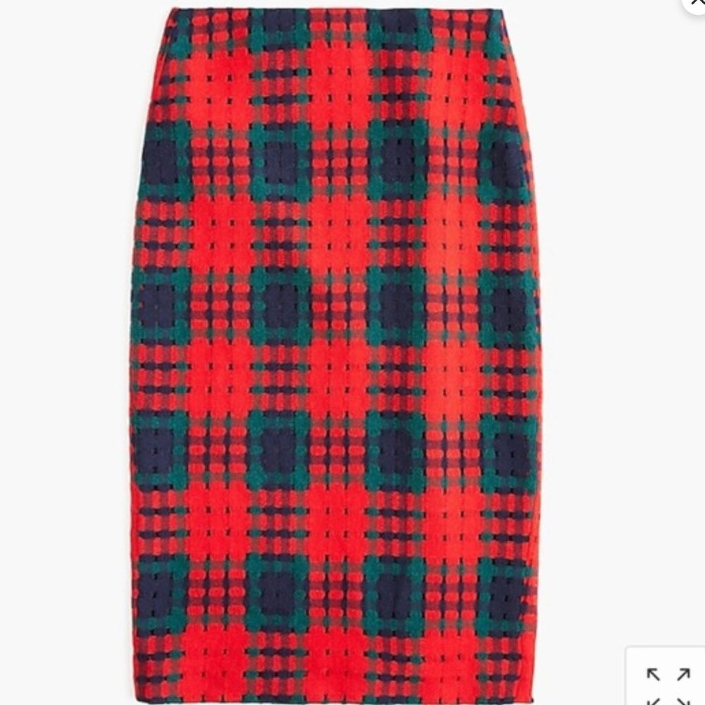 J. Crew Size 10 Tartan Plaid Pencil Skirt Lined Midi Wool Blend Academia Holiday